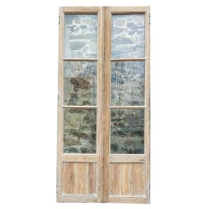 3 Old French Doors In Oak Glass Partition Showcase Library