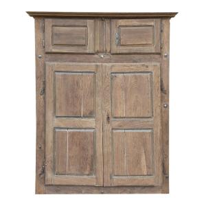 Front Of 4-door Cupboards, Old 18th Century Period, Oak Door, Woodwork De