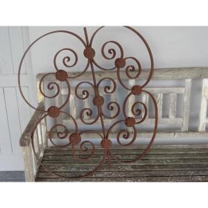 Two Large Old Wrought Iron Bull's Eyes Occulus Supra Doors Transoms