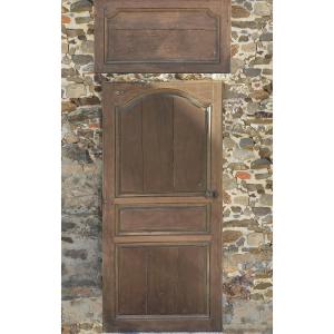 Porte ancienne de communication Epoque XVIIIème en chêne et son cartouche supra porte d'origine