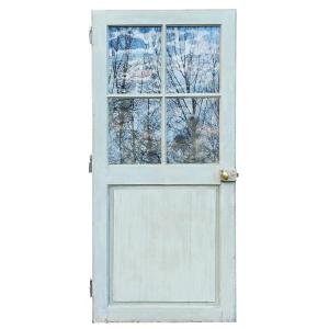 Porte vitrée ancienne en chêne Epoque XVIIIème - 4 carreaux - 1/2