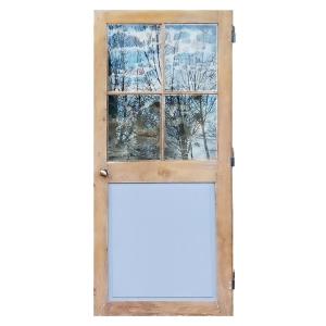 Antique Oak Glazed Door, 18th Century - 4 Glasses - 1/2