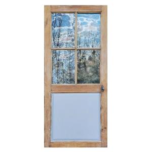 Porte vitrée ancienne en chêne Epoque XVIIIème - 4 carreaux - 2/2