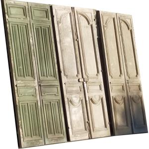 Qté 3 Grandes Double Portes Ancienne d'Apparat Pour Grands Volumes Porte Boiserie