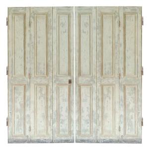 Two Sets Of Three 18th-century Period Cabinet Doors With Wood Paneling, For A Total Of 6 Panels