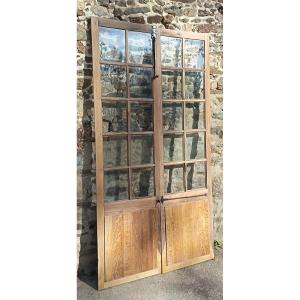 18th-century Double Glass Door With 10 Panes And 18th-century Ironwork