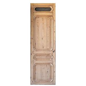 Porte ancienne Art Deco avec partie vitrée sur le panneau haut