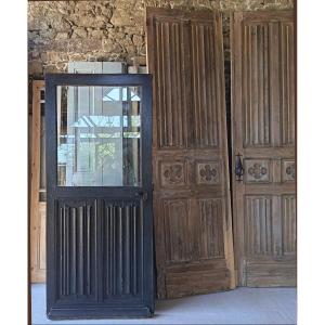 Antique Glass Door With "napkin-fold" Detailing In Oak