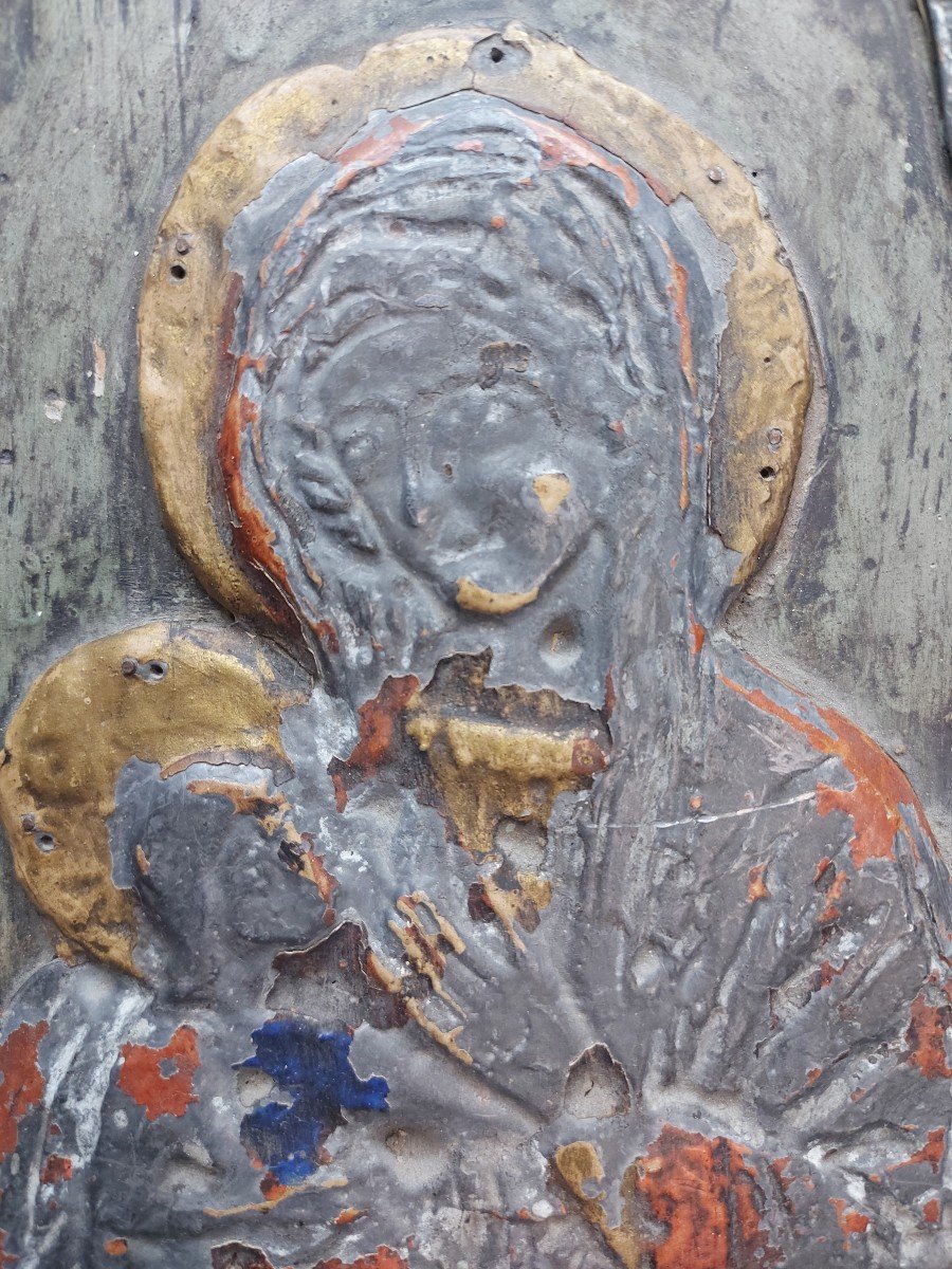 Vierge à l'Enfant Plomb 17e Siècle-photo-2