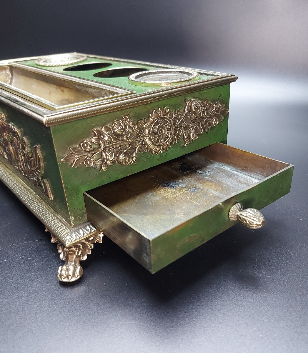 Inkwell Forming Writing Desk Period Early 19th Century-photo-3