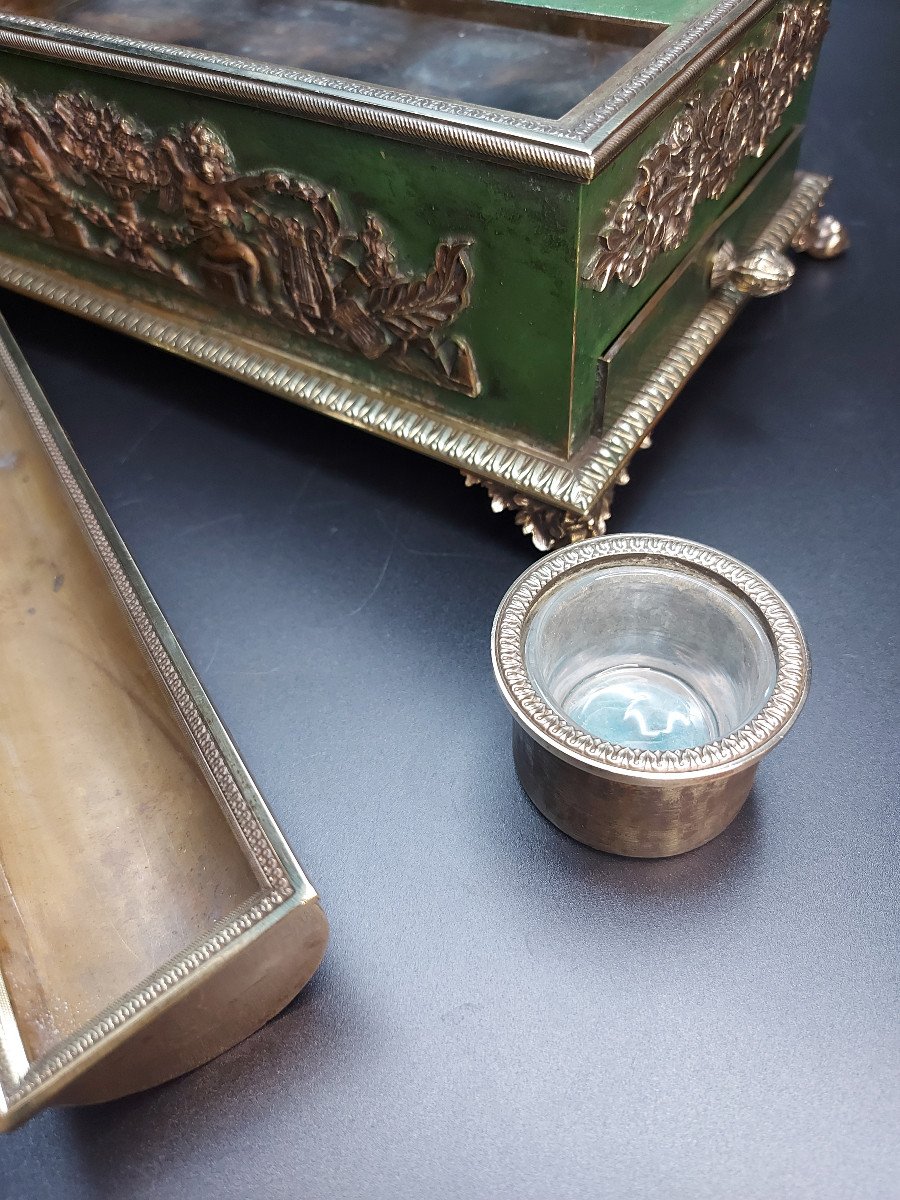 Inkwell Forming Writing Desk Period Early 19th Century-photo-2