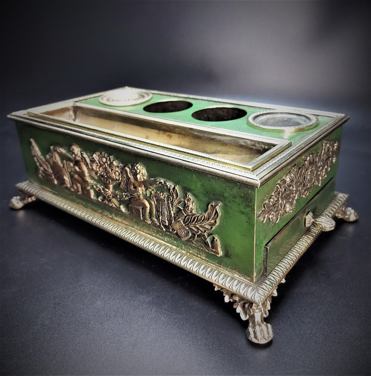 Inkwell Forming Writing Desk Period Early 19th Century-photo-6