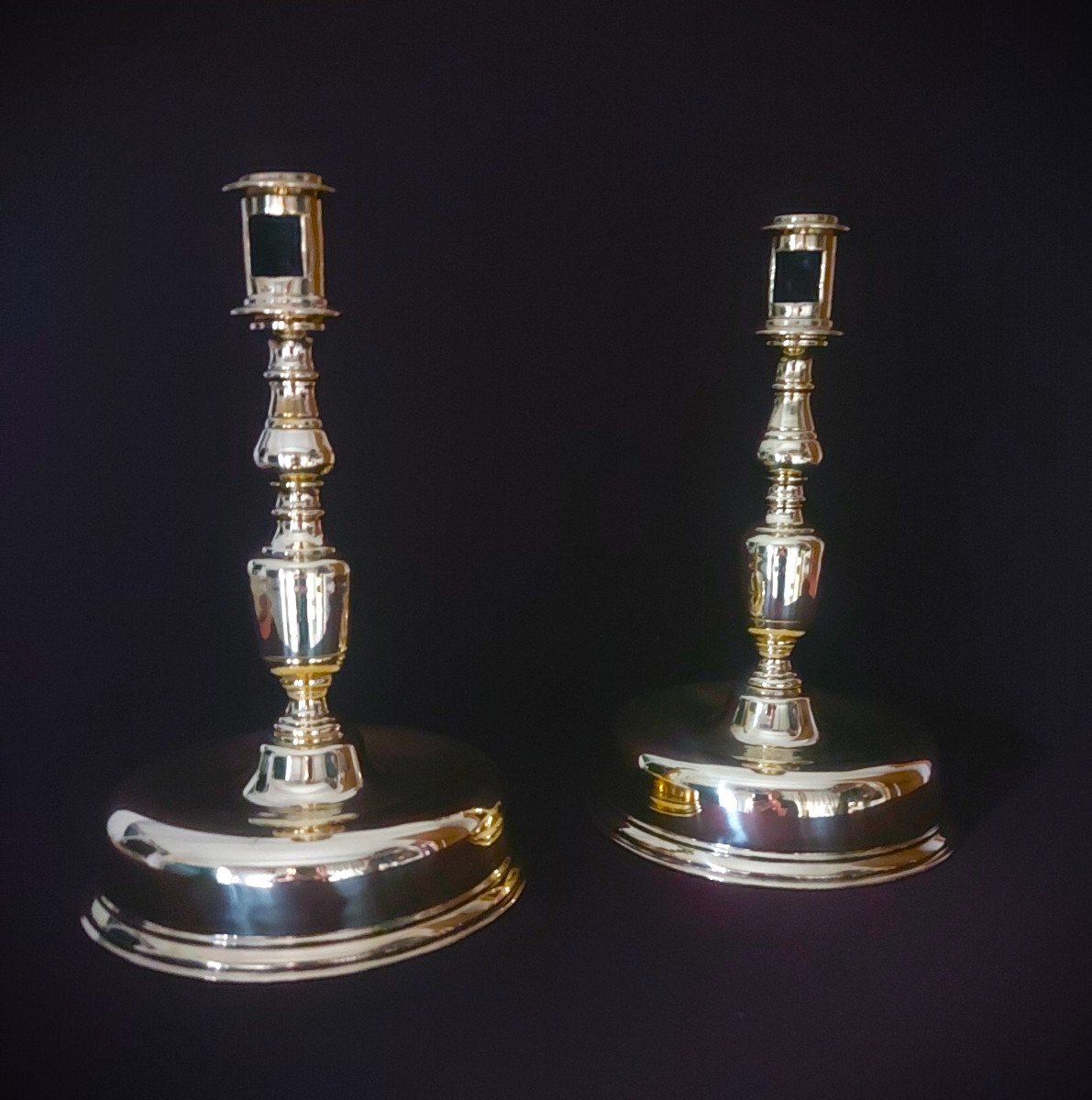 Bronze Candlesticks (pair Of) 17th Century-photo-3