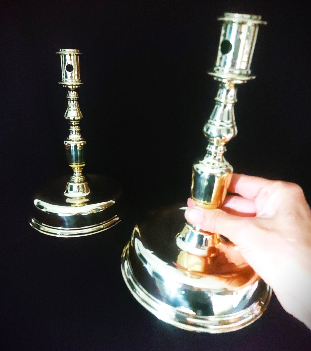 Bronze Candlesticks (pair Of) 17th Century-photo-8