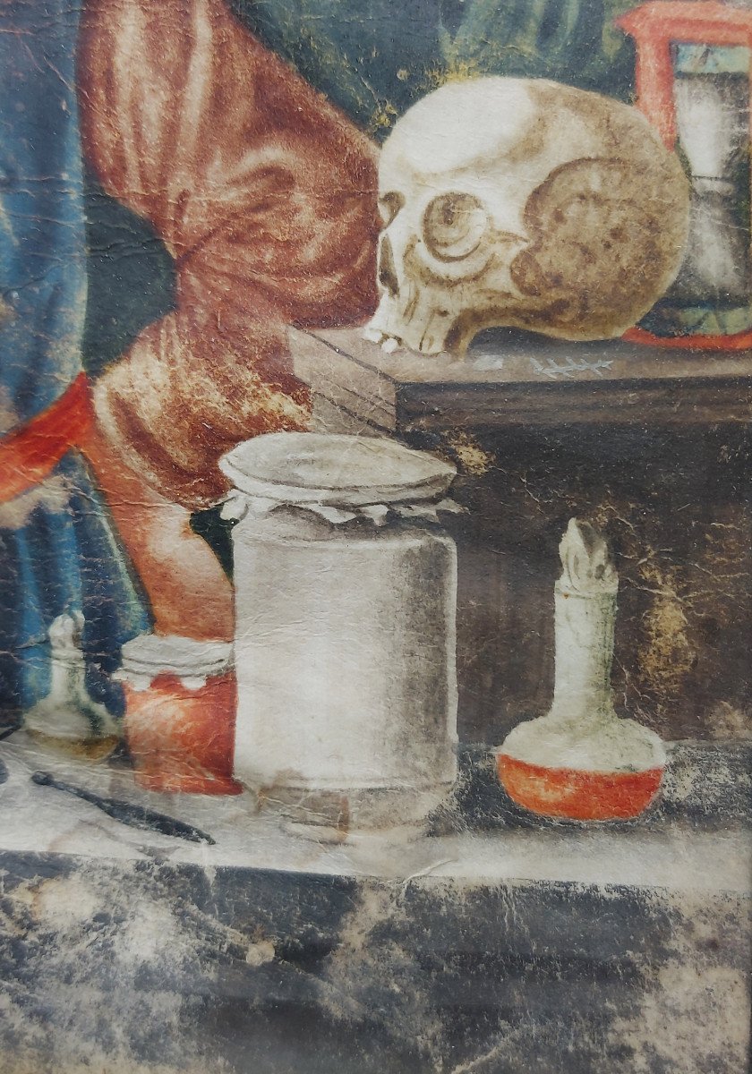 The Apothecary At His Work Gouache On Parchment Early 18th Century-photo-3