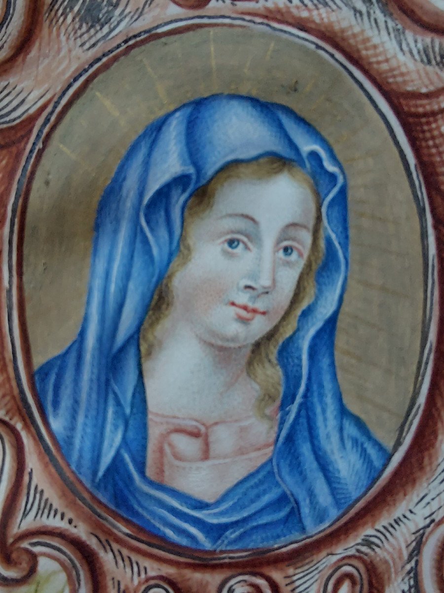 Jésus Et Marie : Portraits Sur Vélin Début 18e Siècle-photo-8