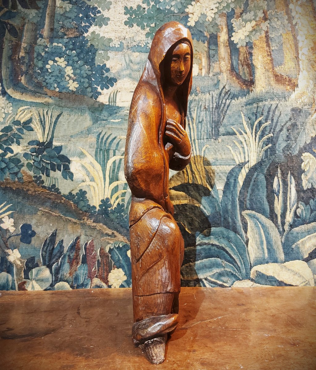 Proantic: Virgin In Carved Wood 18th Century