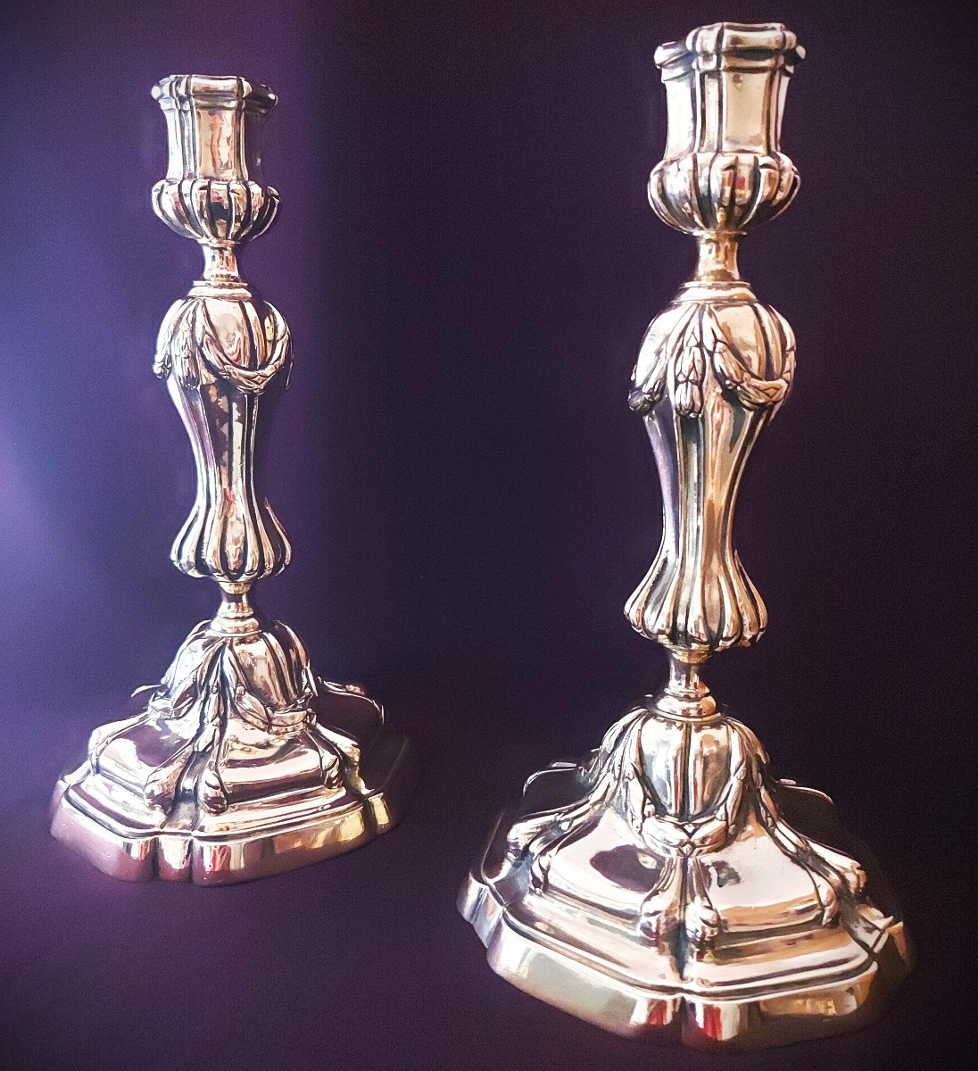 Candlesticks (pair Of) In Bronze Period Lxv