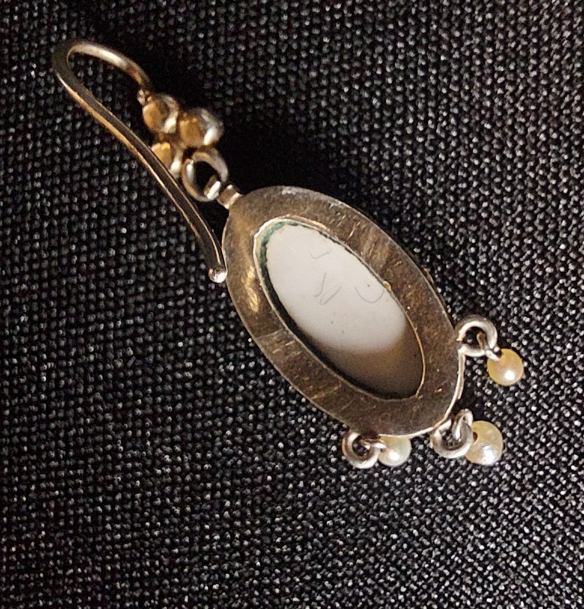 Boucles d'Oreilles & Broche en Grisaille Aux Scènes Pastorales Début 19e Siècle-photo-4