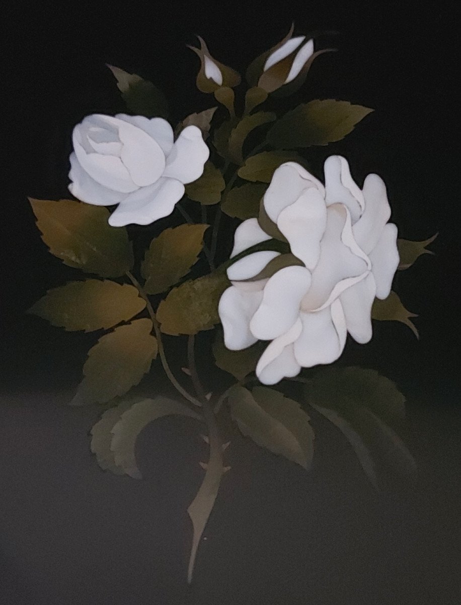 Marqueterie De Marbre : Bouquet De Roses Blanches-photo-3