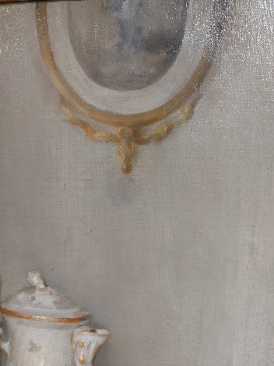 Still Life: Coffee Pot With Lemons C. De Préval Circa 1900-photo-3