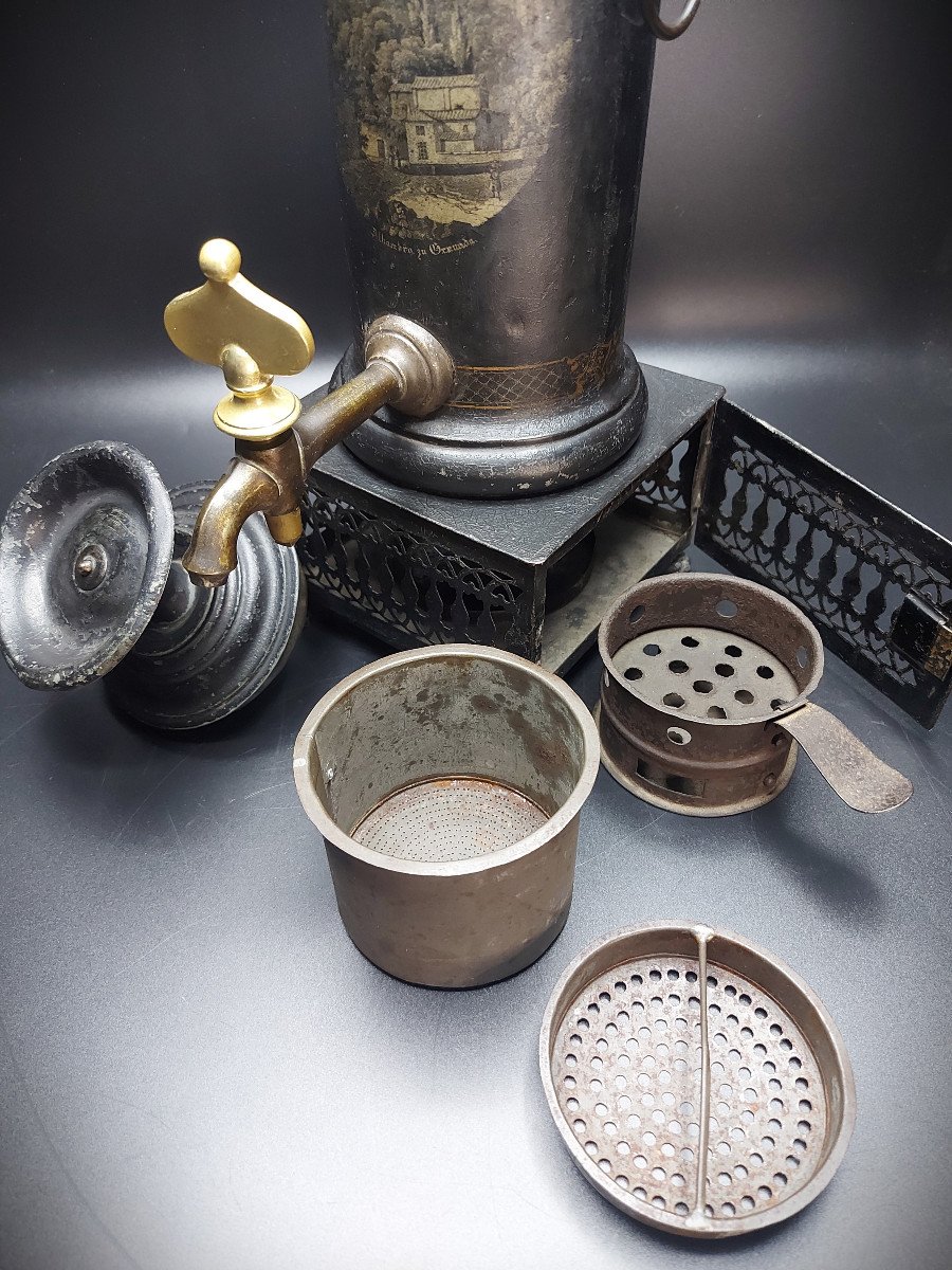 Tôle Peinte : Réchaud à Eau, à Café Début 19e Siècle-photo-5