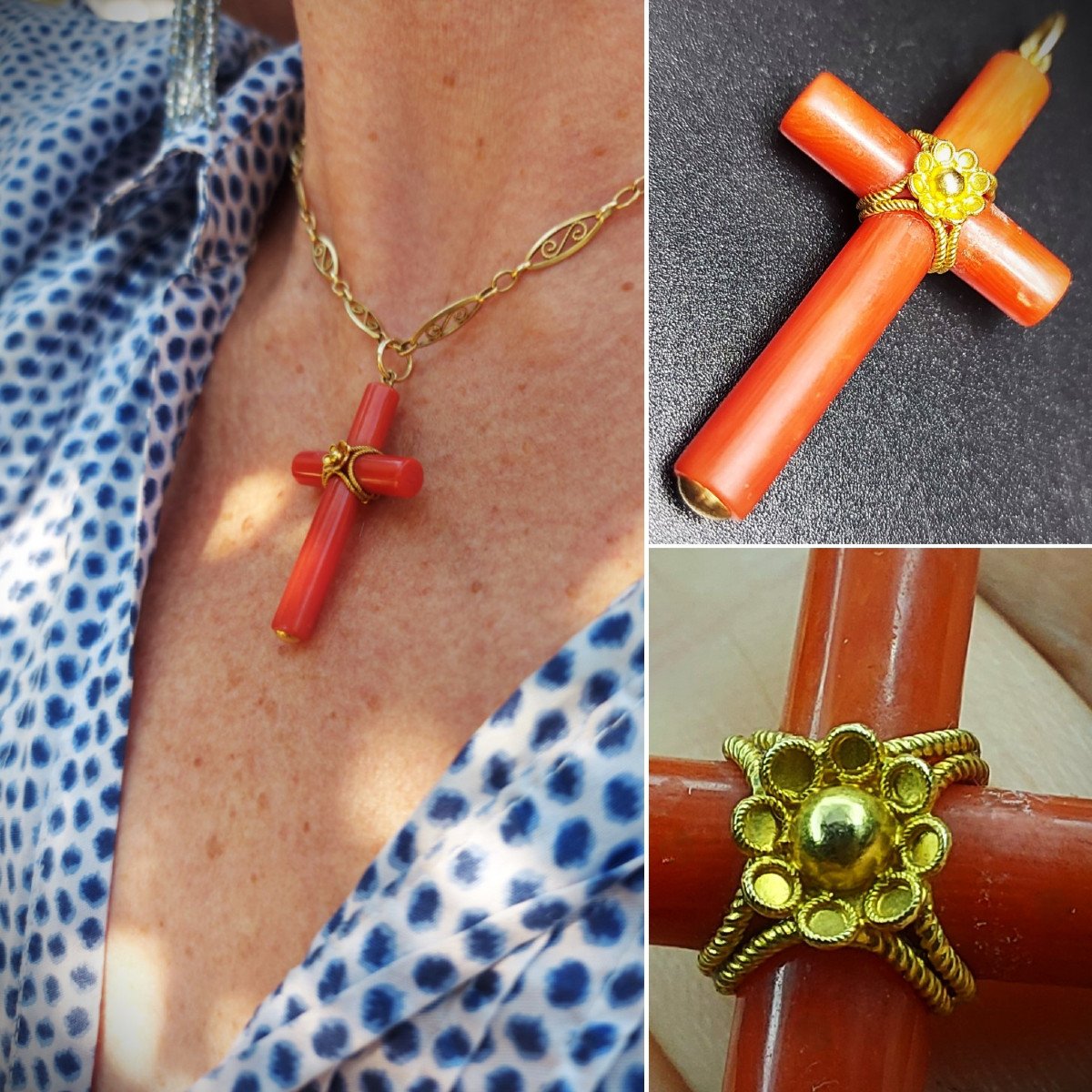 Coral And Gold Cross-photo-4