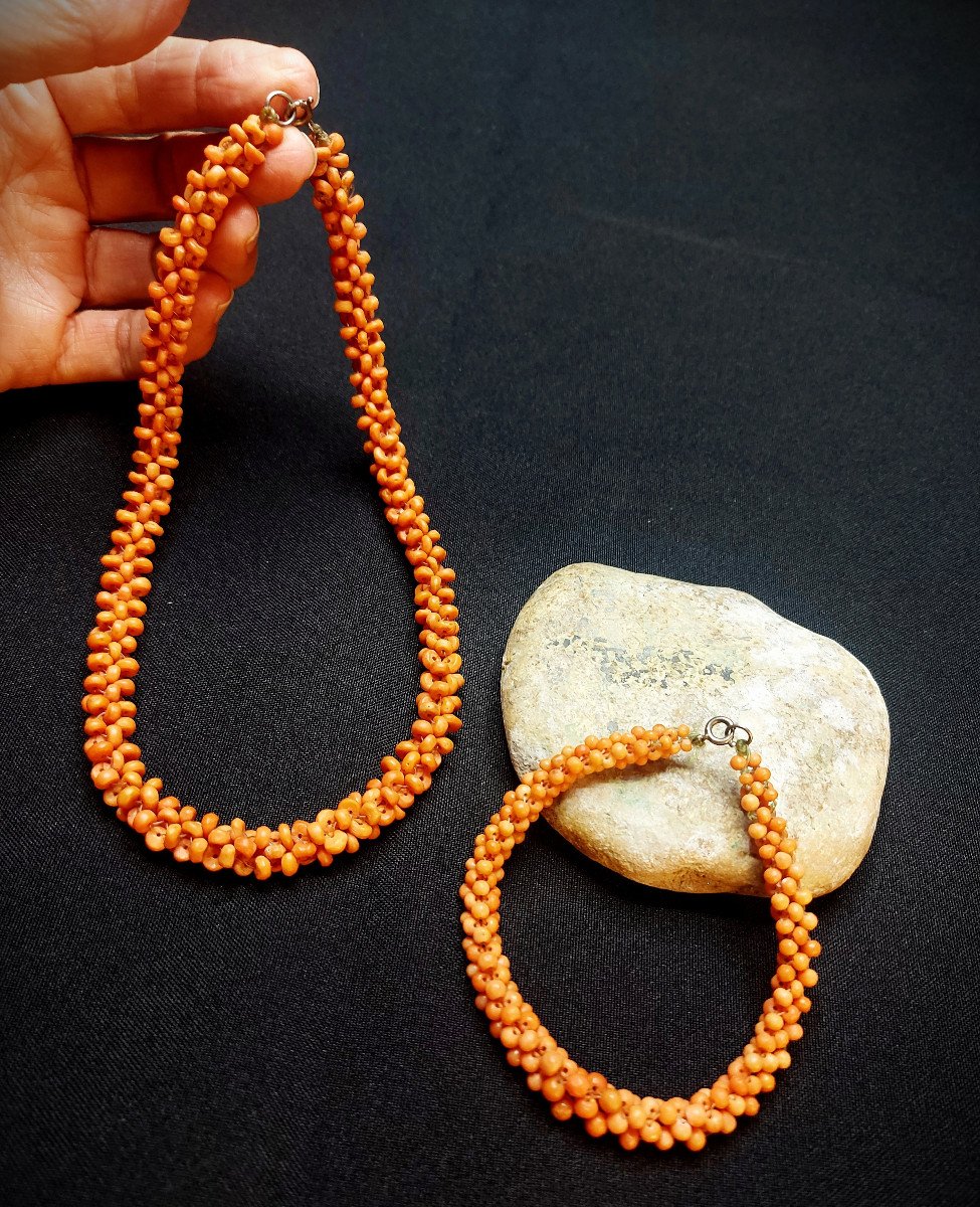 Coral Beads: Necklace And Bracelet-photo-2