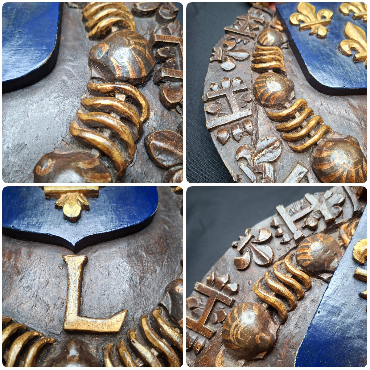 Blason Royaliste en Bois Sculpté-photo-4