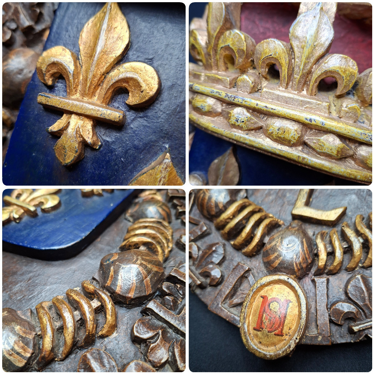 Blason Royaliste en Bois Sculpté-photo-5