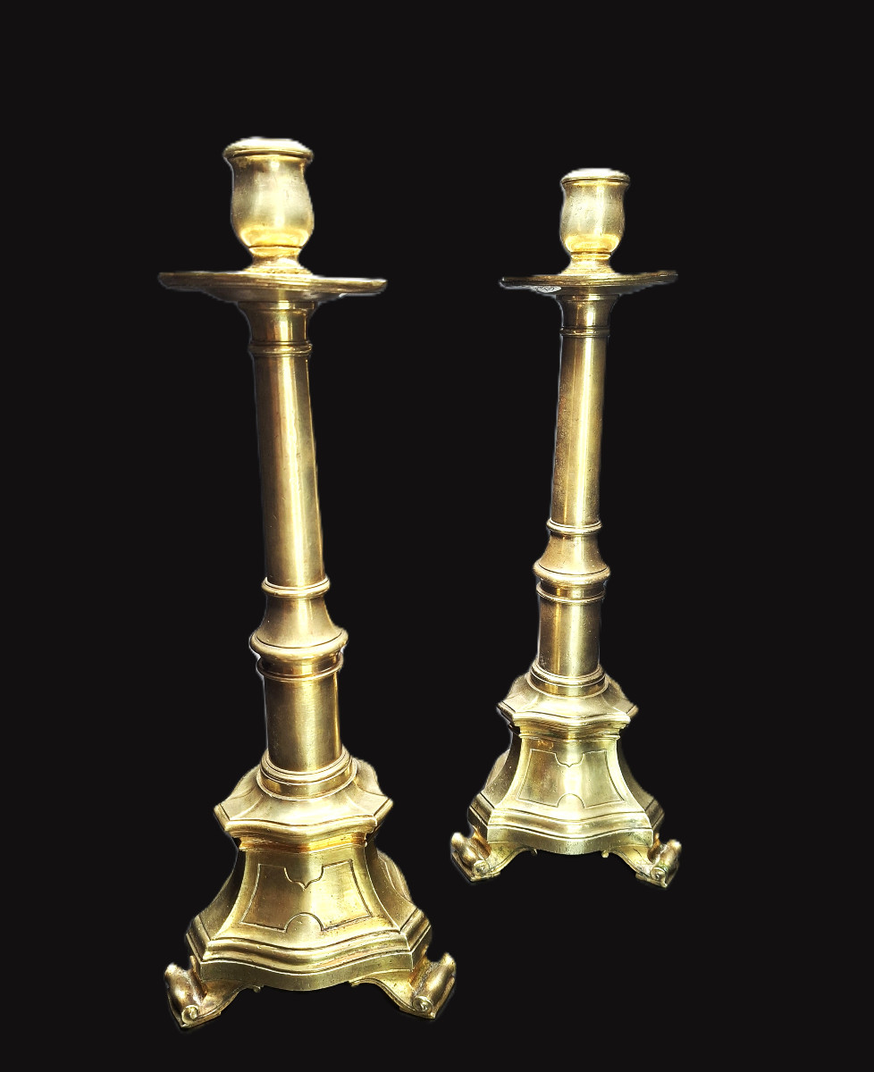 Bronze Candlesticks (pair) Style 17th Century-photo-2