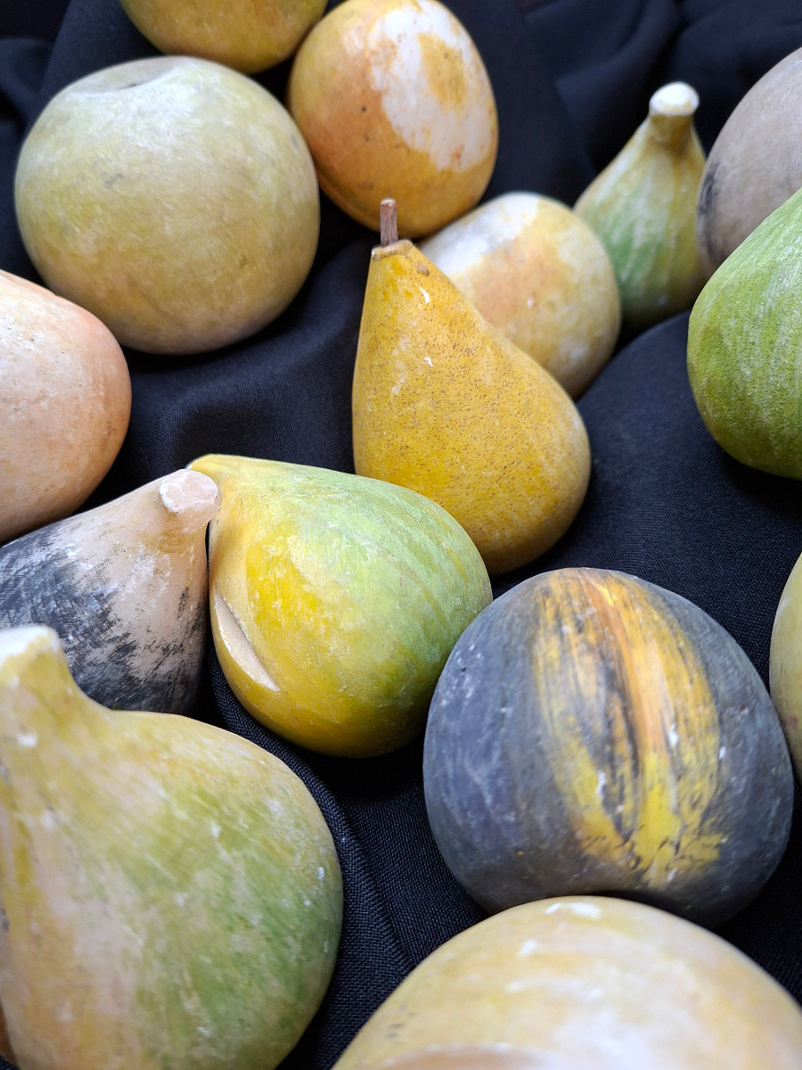 Fruits trompe l'oeil en marbre (21 pièces)-photo-4
