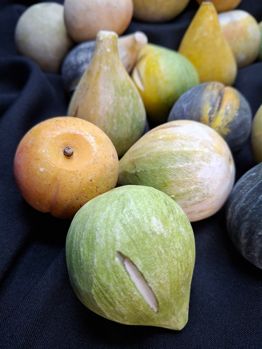 Fruits trompe l'oeil en marbre (21 pièces)-photo-2