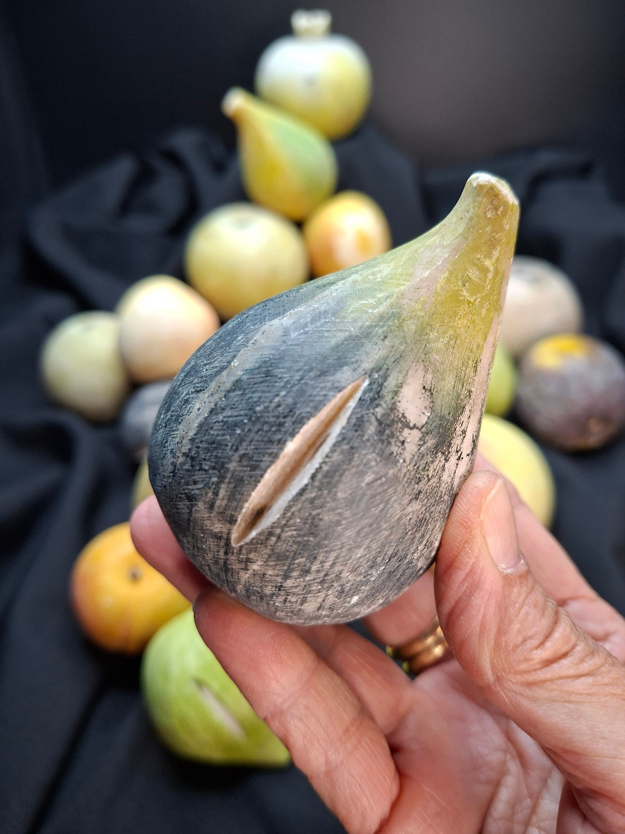 Fruits trompe l'oeil en marbre (21 pièces)-photo-5