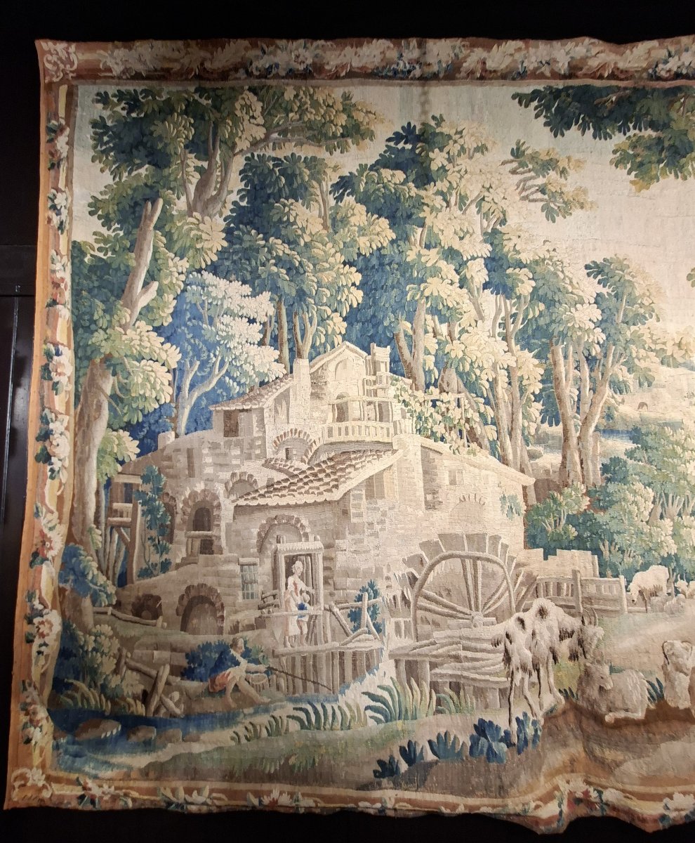 Aubusson Tapestry: *the Charenton Mill*, After A Work By J-b-m Huet-photo-5