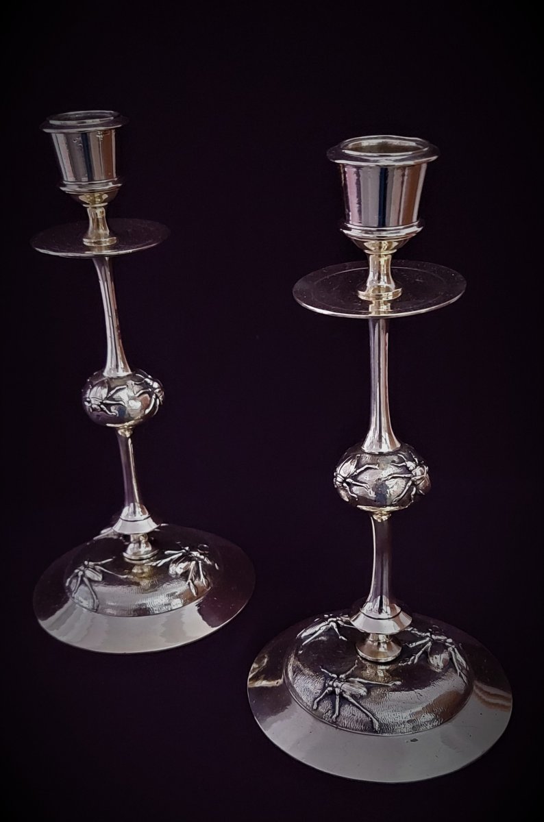 Entomological Candlesticks… (pair Of)-photo-2