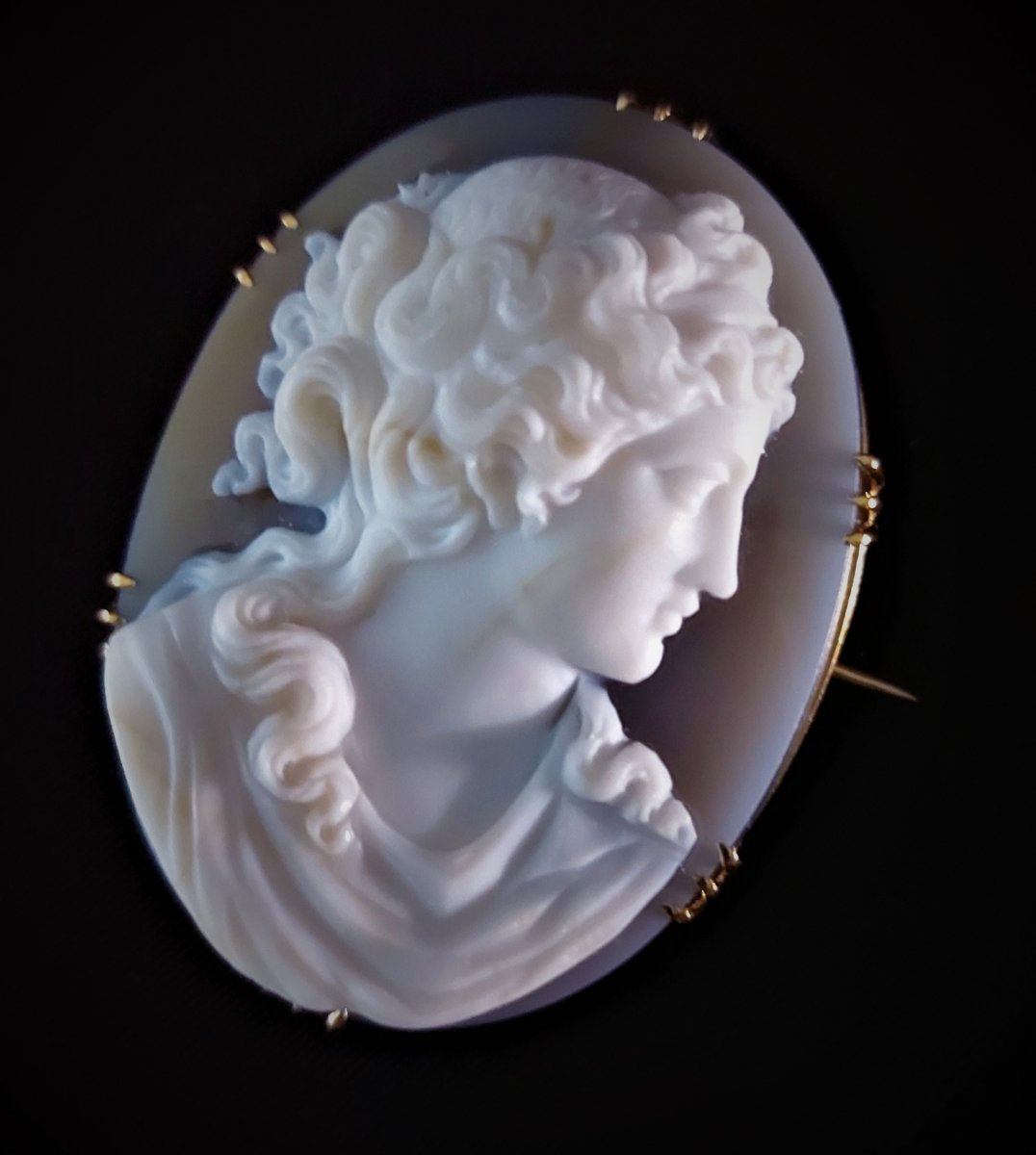 Camée Sur Agate En Broche-photo-4