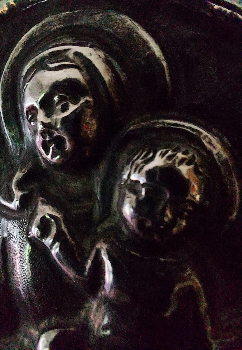 Holy Family On Silver Plate Period Late 18th Century-photo-1