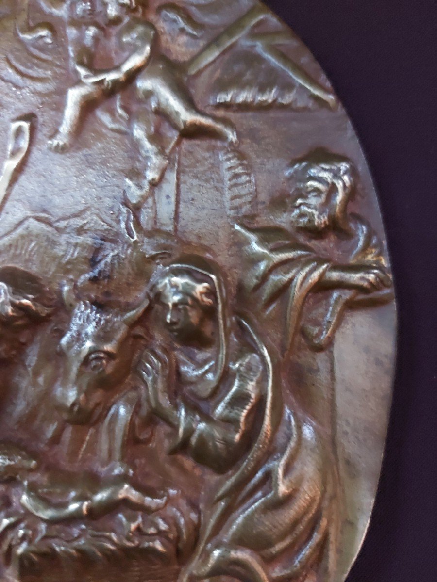 Plaque en Bronze "nativité" début 18e siècle-photo-3