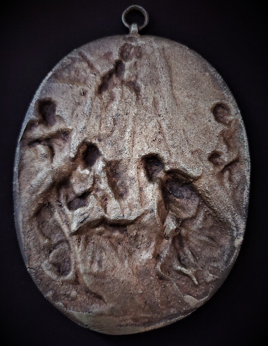 Plaque en Bronze "nativité" début 18e siècle-photo-1