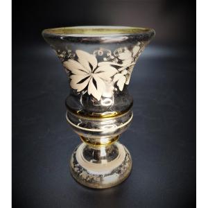 Coupe En Verre églomisé Epoque 19e Siècle