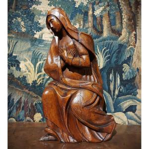 Vierge En Bois Sculpté 18e Siècle