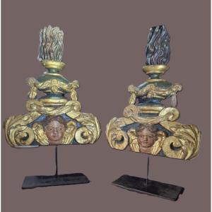 Bois dorés (paire de) aux chérubins