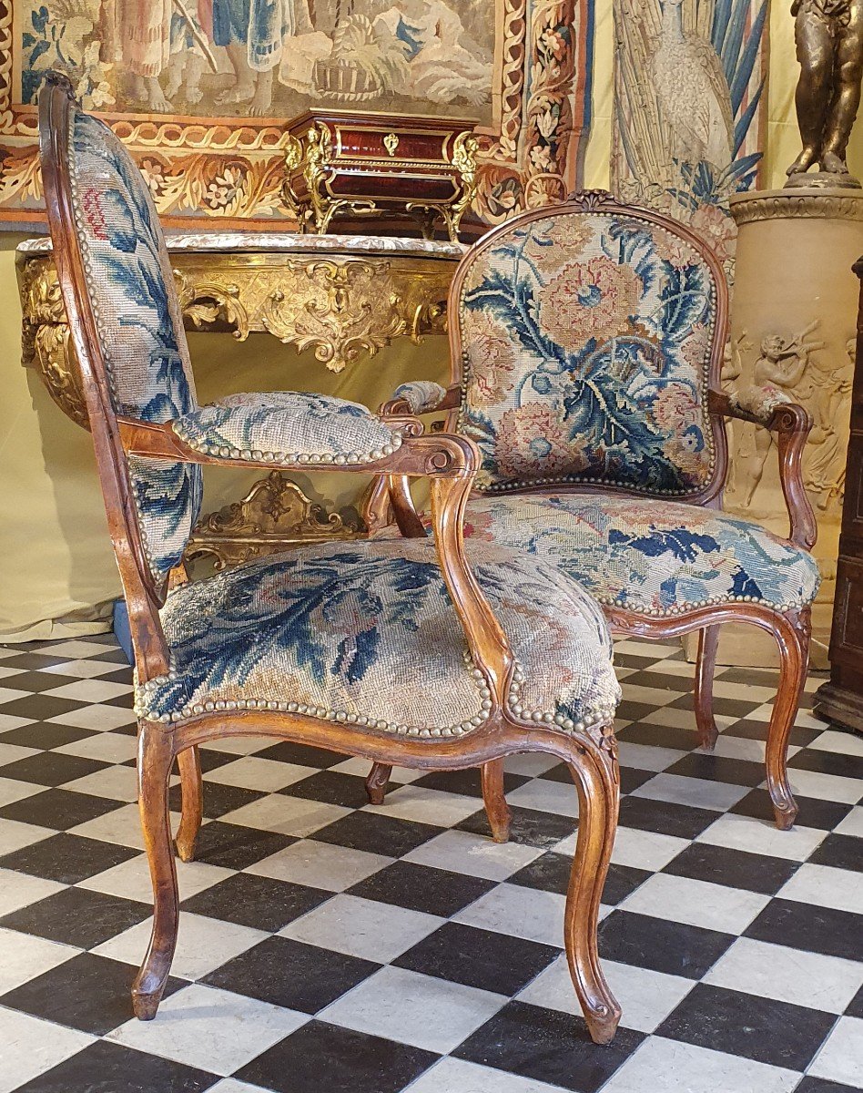 Pair Of Armchairs Louis XV Period-photo-3