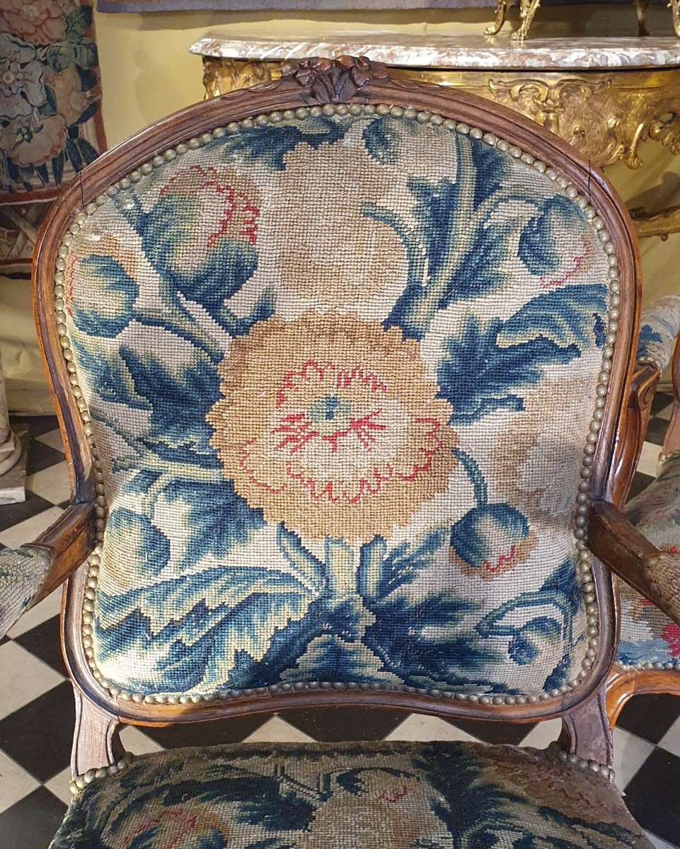 Pair Of Armchairs Louis XV Period-photo-1
