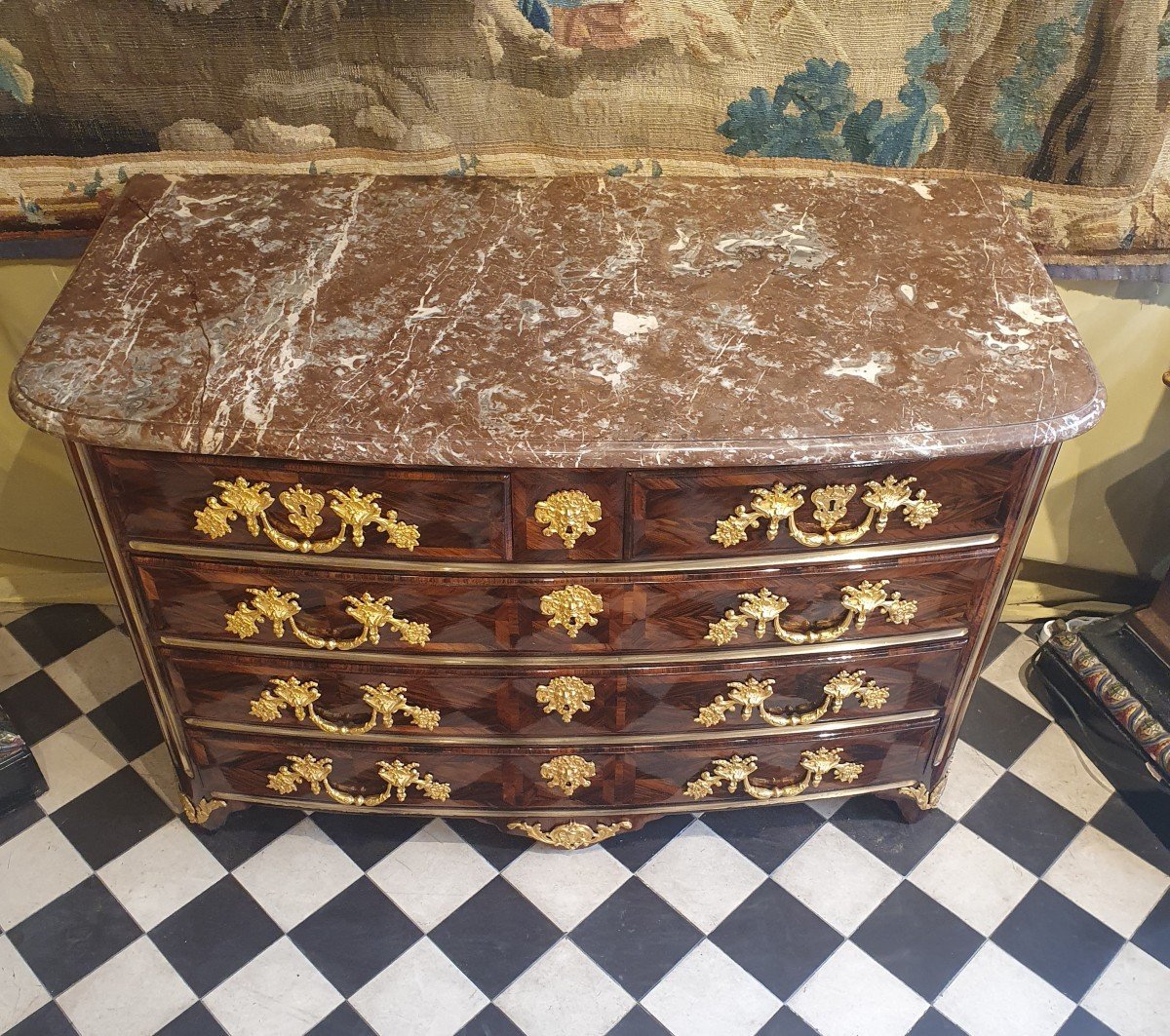 Commode De Forme Cintrée Epoque Louis XIV-photo-4