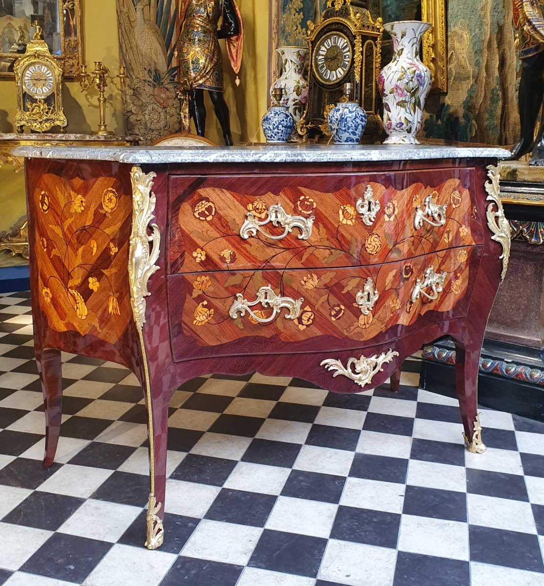 Large Curved Chest Of Drawers Louis XV Period