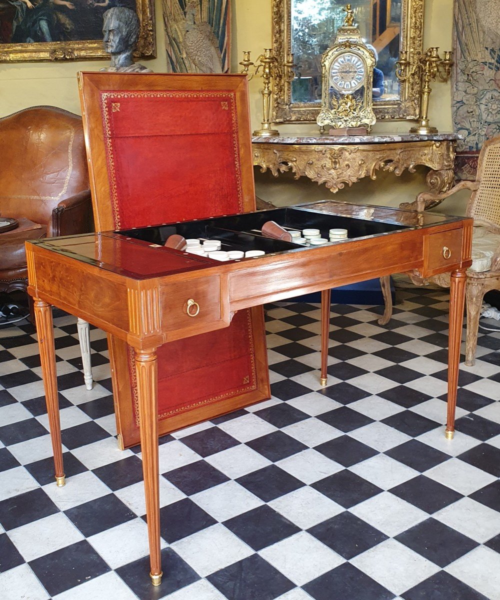 Mahogany Tric-trac Table Louis XVI Period-photo-1