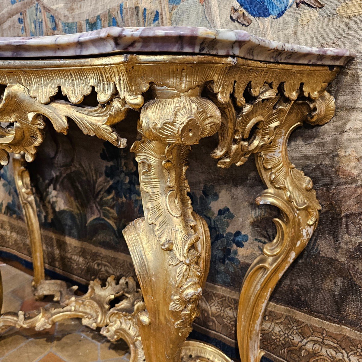 Console En Bois Doré Du XVIIIème Siècle-photo-1