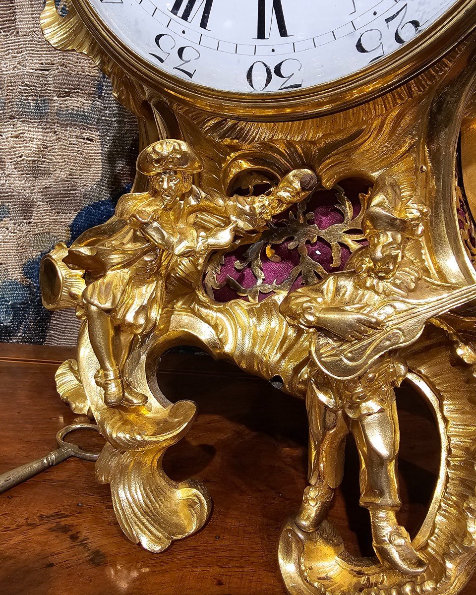 Pendule En Bronze Doré Epoque Louis XV-photo-3
